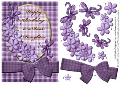 Purple Flowers Birthday Card for Dear Daughter