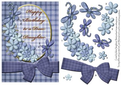 Blue Flowers Birthday Card for Dear Daughter