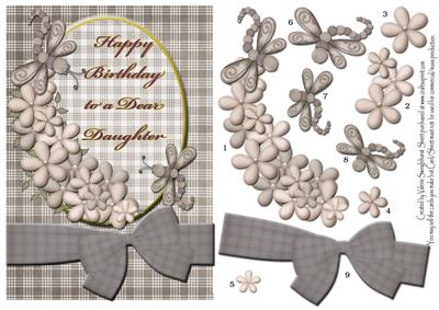 Shades of Brown Flowers Birthday Card for Dear Daughter