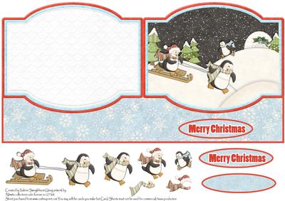 Penguins Sleding in the Snow Slopes Quick Card