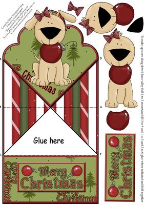 Puppy Wants to Help Hang the Baubles Scalloped Spring Card