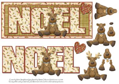 Noel Reindeer Dl Card Front or Topper