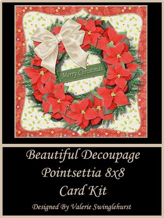 Pointsettia Wreath 8x8 Decoupaged Card Front