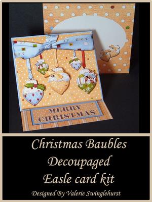 Christmas Baubles Decoupaged Easle Card and Envelope Kit