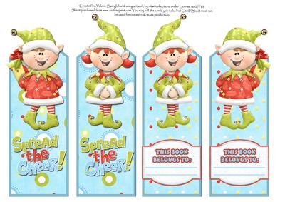 Santas Elves Bookmarks Blue Spots
