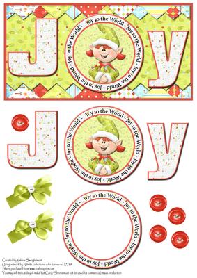 Santa's Girl Elf Dl Card Front Joy to the World