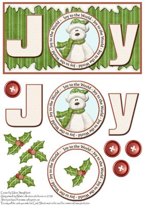 Polar Bear Dl Card Front or Topper Joy to the World