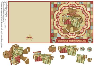 Gingerbread Man Has Gifts Quick Card with Decoupage