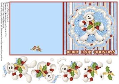 Merry Candy Christmas Polar Bear Quick Card with Decoupage