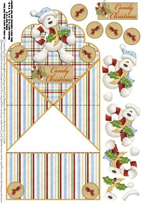 Cute Polar Bear Candy Christmas Scallop Spring Card