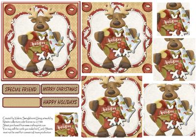 Believe in Christmas Reindeer Pyramid Card Front
