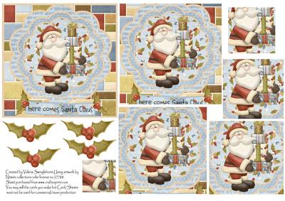 Here Comes Santa Claus Pyramid Card Front
