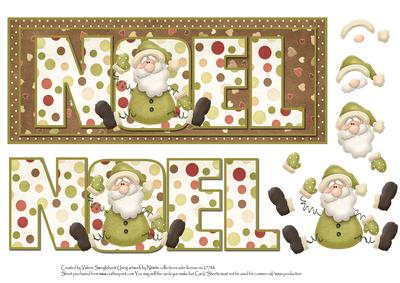 Noel Springy Santa Dl Card Front or Topper