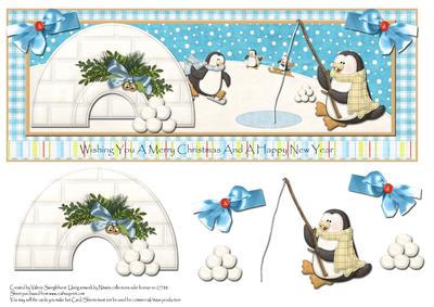 Penguins Merry Christmas Happy New Year Dl Quick Card Front