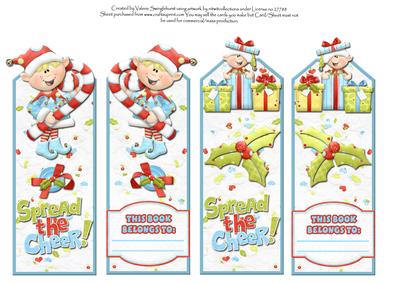 Elf with Pressies and Candy Christmas Bookmarks