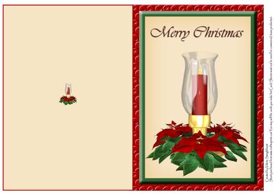 Pointsettia Candle Merry Christmas Quick Cut and Fold Card
