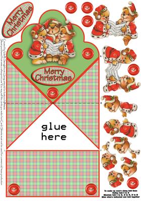 Merry Christmas Caroling Vintage Teddy's Spring Card
