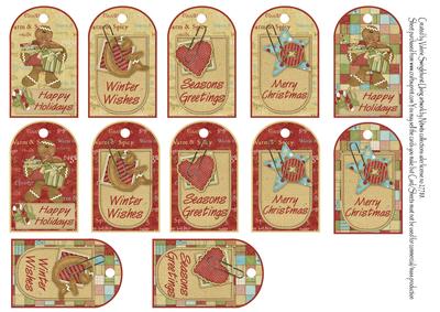 12 Christmas Crescent Tags Gingerbread