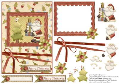 Santa Putting Gifts Under Tree Framed Quick Card Front