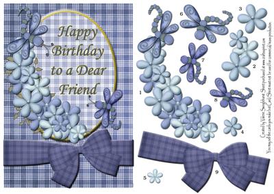 Happy Birthday Dear Friend Blue Quick Card Front