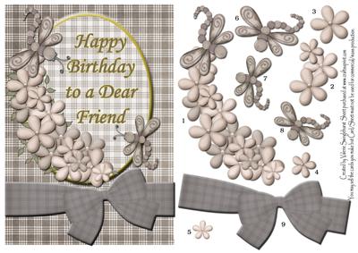 Happy Birthday Dear Friend Brown Quick Card Front
