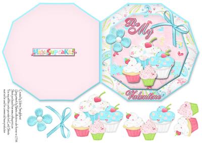 Hey Cupcake Be My Valentine Octogon Shaped Card