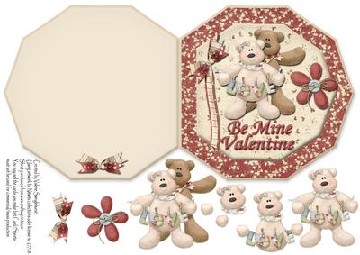 Rich Red Be Mine Valentine Octogon Shape Card