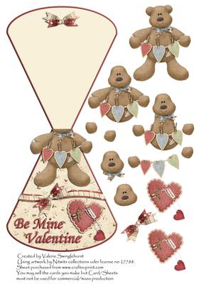 Cream & Red Be Mine Valentine Wobble Card Card