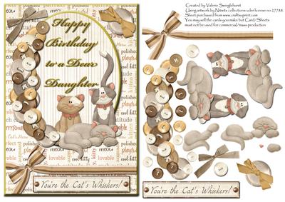 Cats Whiskers Card Front for a Dear Daughter