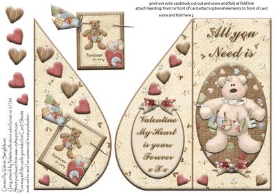 Valentine Love Bear Teardrop Card
