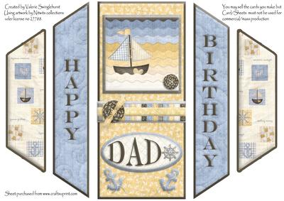 Happy Birthday Dad Octogon Shaped Theatre Card Sailing