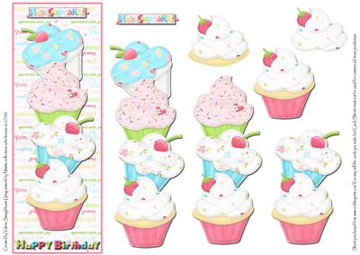 Hey Cupcake Happy Birthday Tall Dl Card Front