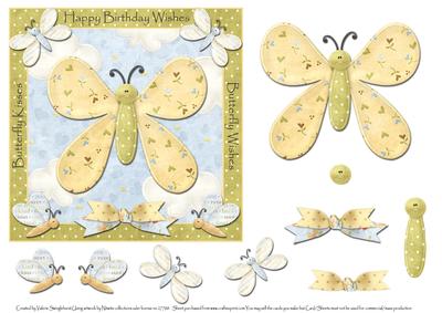 Butterfly Kisses Birthday Square Card Front