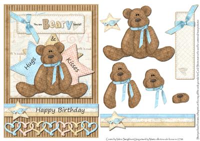 Hugs Kisses Brown Bear Happy Birthday
