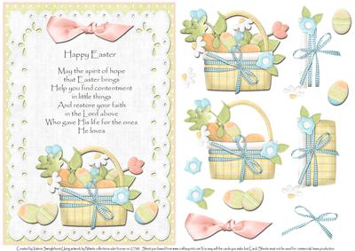 Eggs in a Basket and Verse Card Front with Decoupage