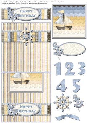 Sailboat Happy Birthday No Hole Over the Edge Card