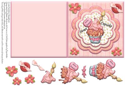 Happy Birthday Sweet Cupcake Square Quick Card