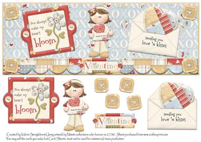Dl Card Front Sending You Love N Kisses Valentine
