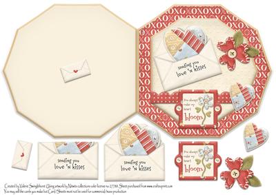 Love and Kisses Octogon Shaped Card