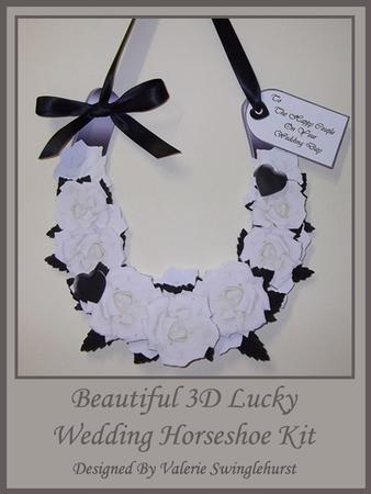 Beautiful White & Black 3D Decoupaged Lucky Wedding Horsesho