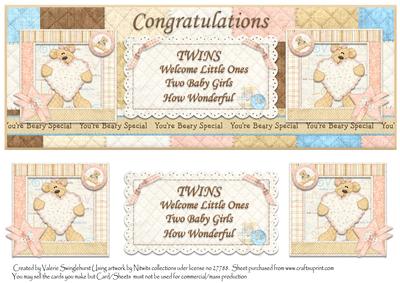 Welcome Twin Girls Large Dl Card Front