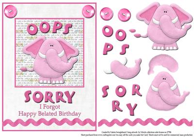 Oops Sorry I Forgot Pink Elephant Belated Birthday