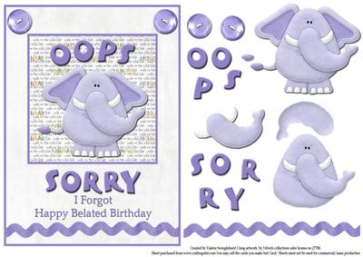Oops Sorry I Forgot Purple Elephant Belated Birthday