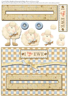 I Love Ewe Penny Slider with Decoupaged Spinner