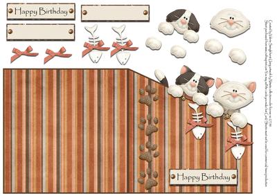 Cats Happy Birthday Over the Edge Diagnal Card
