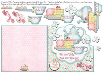 Tea and Cake Just for You Diagonal Over the Edge Card