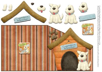 New Home Lovable Dog Diagonal Over the Edge Card