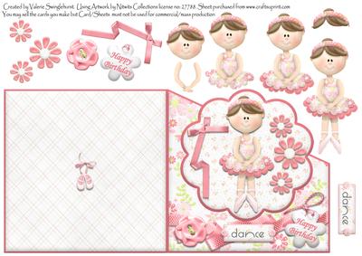 Little Miss Tippytoes Ballerina Diagonal Over the Edge Card