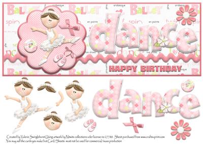 Happy Birthday Ballerina Girl Dl Card Front