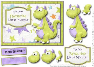 To My Favorite Little Monster Card Front with Decoupage